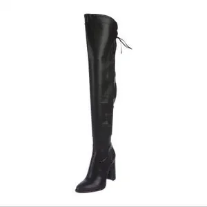 Marc Fisher Shoes Nib Marc Fisher Neela Over The Knee Leather Heeled Boots 75 Black Nwt Poshmark